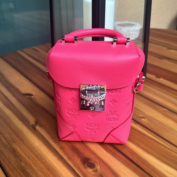 MCM Handbags - MCM  Calfskin Ottomar Monogram Mini Soft Berlin Crossbody Teaberry